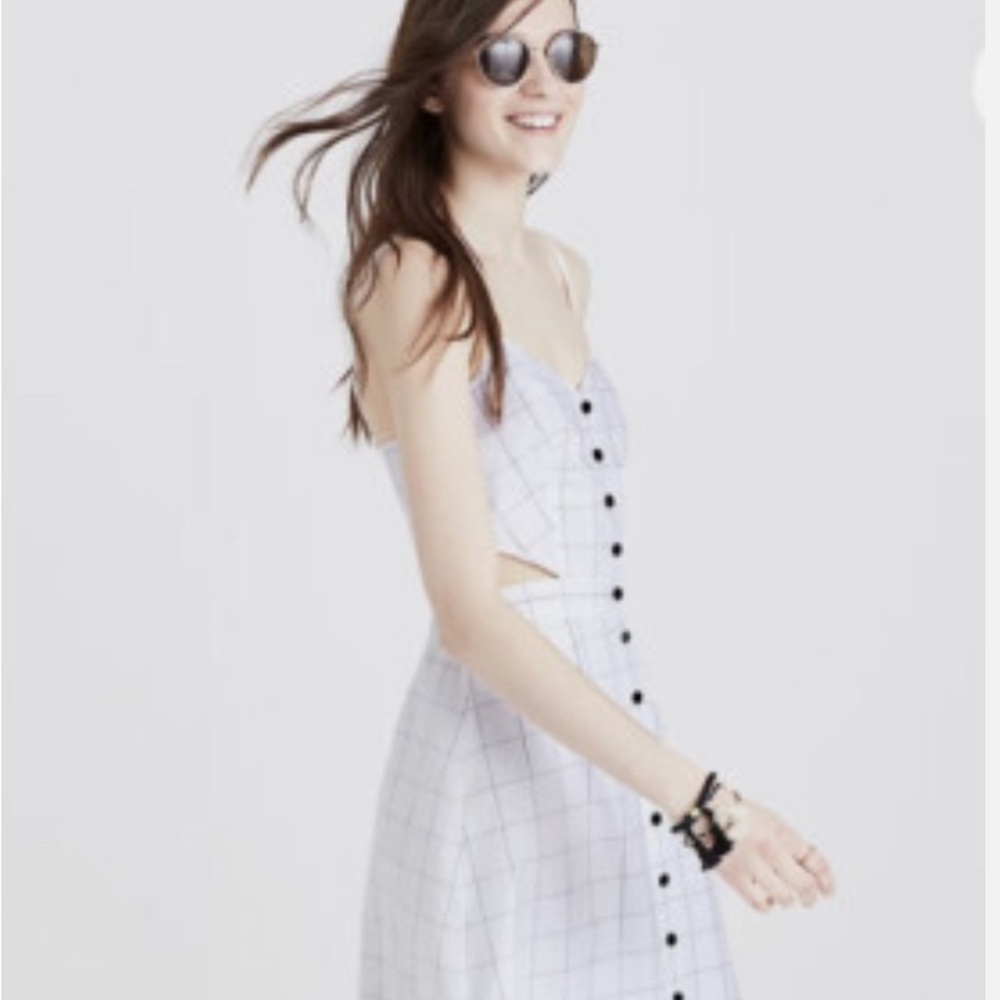 Madewell White Windowpane Cut out Midi Dress 0 XS or XXS